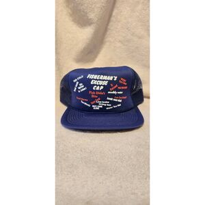 Vintage Fisherman's Excuse Cap Mesh Snapback Trucker Hat Made USA